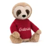Bashful Sloth with Personalised Red Jumper*Jellycat New