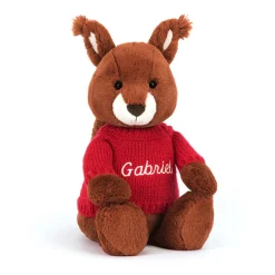 Bashful Squirrel with Personalised Red Jumper*Jellycat Discount