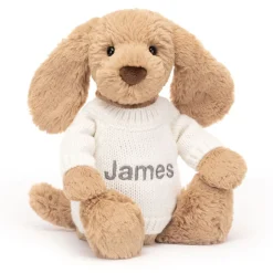 Bashful Toffee Puppy with Personalised Cream Jumper*Jellycat Online