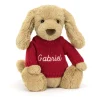 Bashful Toffee Puppy with Personalised Red Jumper*Jellycat New
