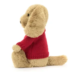 Bashful Toffee Puppy with Personalised Red Jumper*Jellycat New