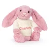 Bashful Tulip Pink Bunny with Personalised Cream Jumper*Jellycat Sale