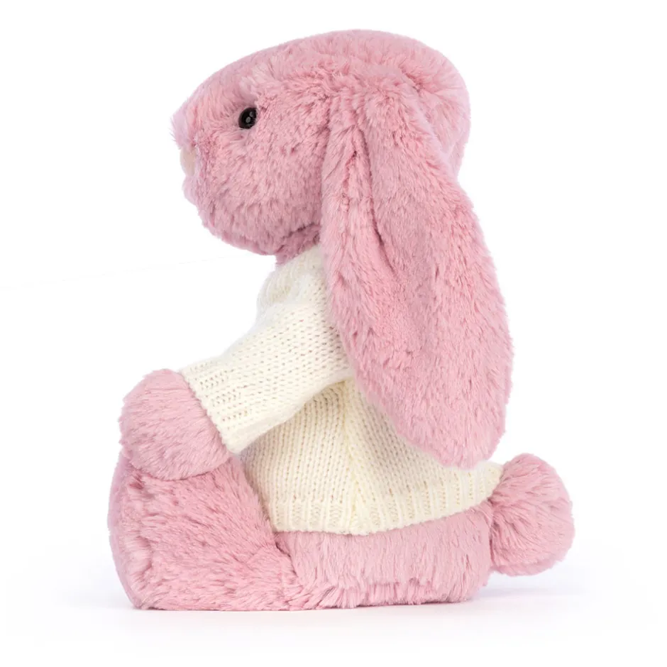 Bashful Tulip Pink Bunny with Personalised Cream Jumper*Jellycat Sale