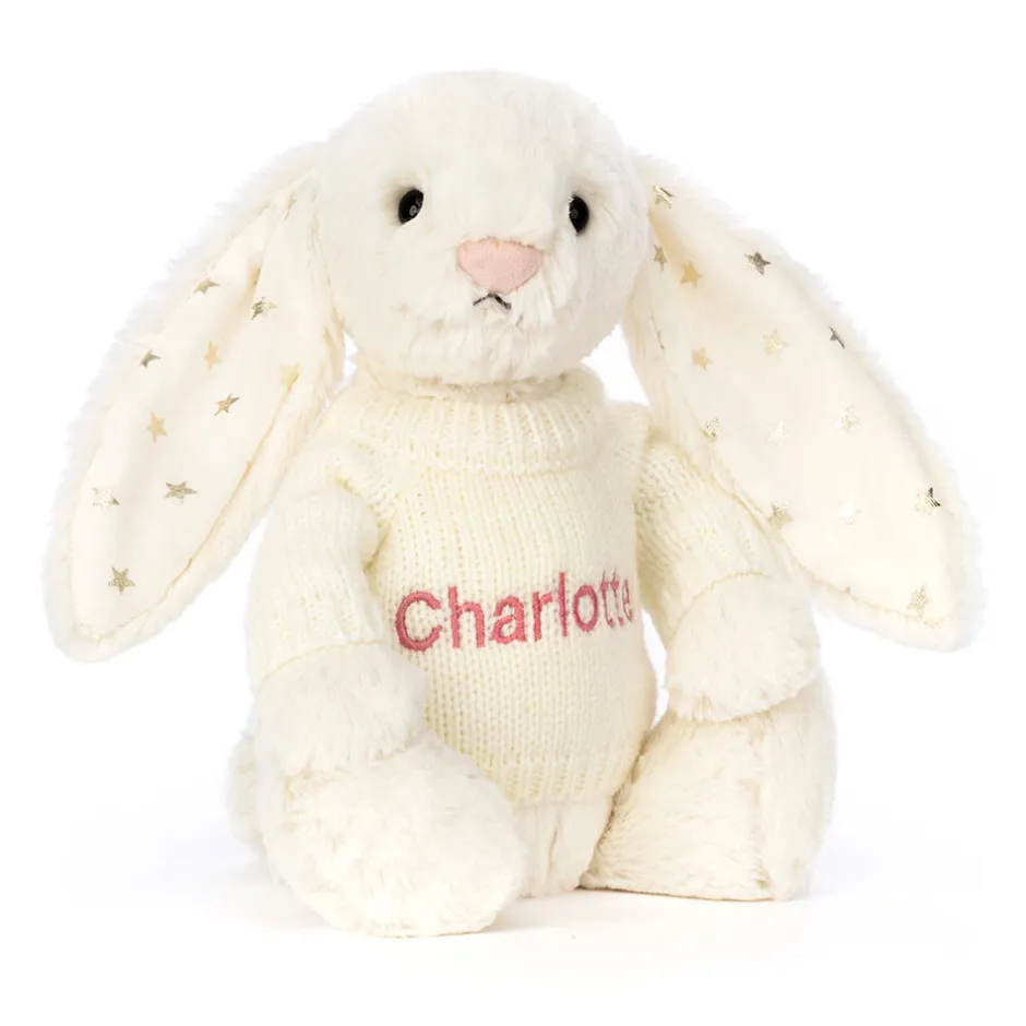 Bashful Twinkle Bunny with Personalised Cream Jumper*Jellycat Outlet