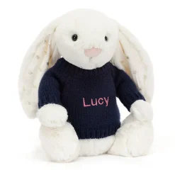 Bashful Twinkle Bunny with Personalised Navy Jumper*Jellycat New