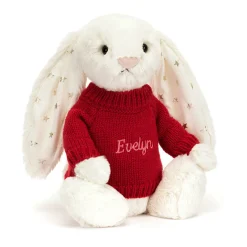 Bashful Twinkle Bunny with Personalised Red Jumper*Jellycat Sale
