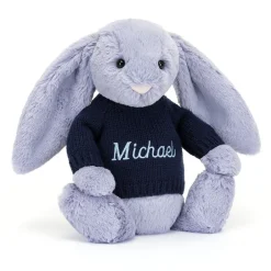Bashful Viola Bunny with Personalised Navy Jumper*Jellycat Discount