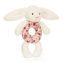 Blossom Cream Bunny 'Berry' Ring Rattle*Jellycat New