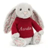Blossom Silver Bunny with Personalised Red Jumper*Jellycat
