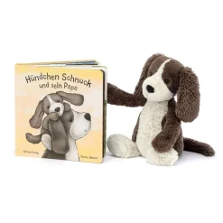 Hundchen Schnuck Und Sein Papa Buch and Bashful Fudge Puppy Medium*Jellycat New